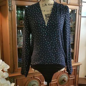 BCBGeneration Dark Navy Body suit polka dot size S